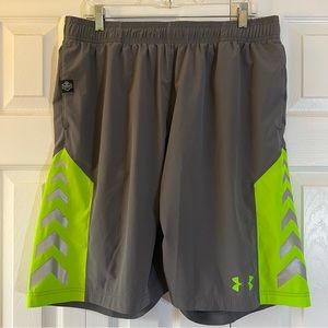 Under Armour NFL Combine Athletic Shorts Grey Neon Green size XL